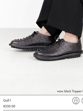 Trippen Golf Black Leather Lace Up Shoes EU 37 Made in Germany